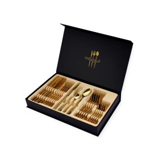 24-Piece Gold Stainless Steel Cutlery Set, Perfect for Adding Elegance to Your Dining Table