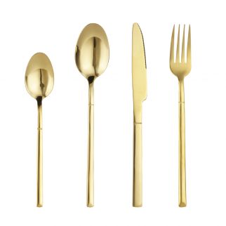Gold 4-Piece Stainless Steel Cutlery Set: Stylish and Elegant Dining Utensils for Any Occasion or Table Setting Style A