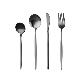 4-Piece Black Stainless Steel Cutlery Set: Elevate your dining experience with this sleek and durable cutlery set