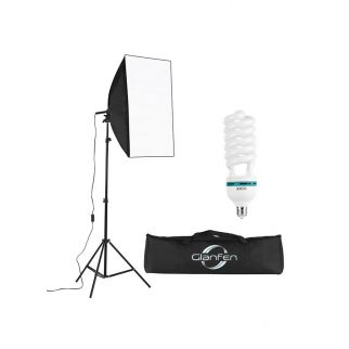 Soft box lighting kit for photography including 135W bulbs, soft boxes, and a convenient handbag for storage and transport