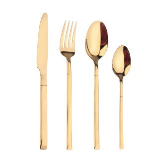 4-Piece Gold Stainless Steel Cutlery Set: Enhance your dining table with this elegant and durable cutlery set