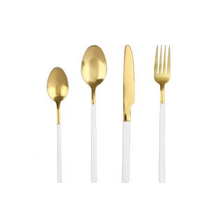 4-Piece Stainless Steel Cutlery Set in White/Gold: Add elegance to your dining table with this stunning and durable cutlery set