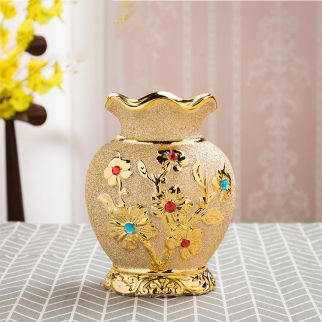 Ceramic Vase Electroplating Gold European Style Home Living Room Decoration 3style
