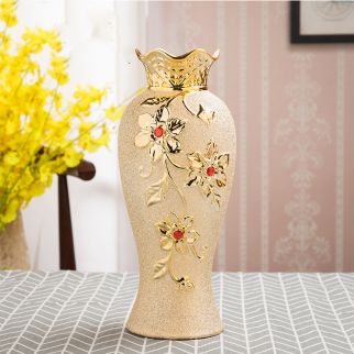 Ceramic Vase Electroplating Gold European Style Home Living Room Decoration 5style