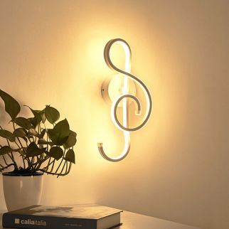 Modern LED wall light fixtures, creative indoor LED wall lamp, musical symbol LED wall decor, artistic lighting for the bedroom, living room, cafe, stairs, and corridor.