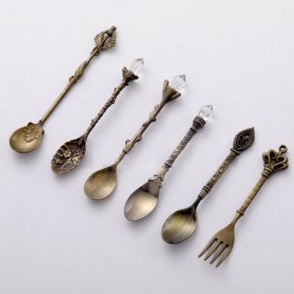 European Cutlery 6 Set Fruit Fork Retro Decoration Cyan