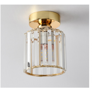 Home Entrance Ceiling Net Red Crystal Aisle Light Gold Trichromatic Dimming Round shape