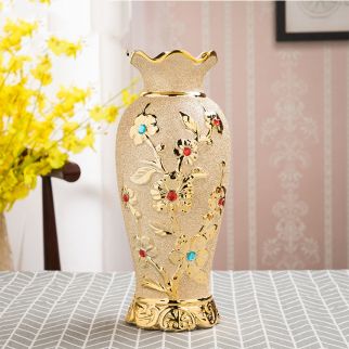 Ceramic Vase Electroplating Gold European Style Home Living Room Decoration 4style