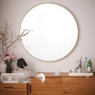 Bathroom wall bathroom mirror wall hanging decorative mirror White 30cm