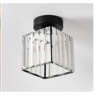 Home Entrance Ceiling Net Red Crystal Aisle Light Black Trichromatic Dimming Square