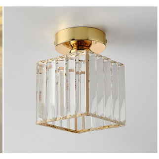 Home Entrance Ceiling Net Red Crystal Aisle Light Gold Trichromatic Dimming Square