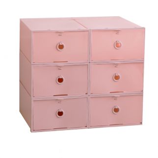 6 thickened and transparent shoebox drawer type Pink