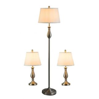 Nickel Floor Lamp & Table Lamp , Traditional Table and Floor Lamps Set with Metal Base for Bedrooms