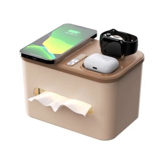 Home decor wireless charger 3 in 1 tissue box bar desk touch led table light sensing night bedroom living room bedside lamp