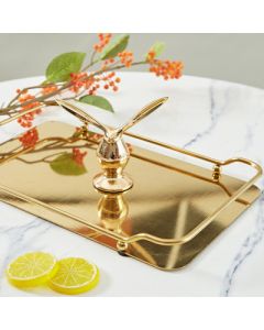 Nordic Elegant  Rectangular Tray in Golden Hues for a Light Luxury Living Room Ambiance